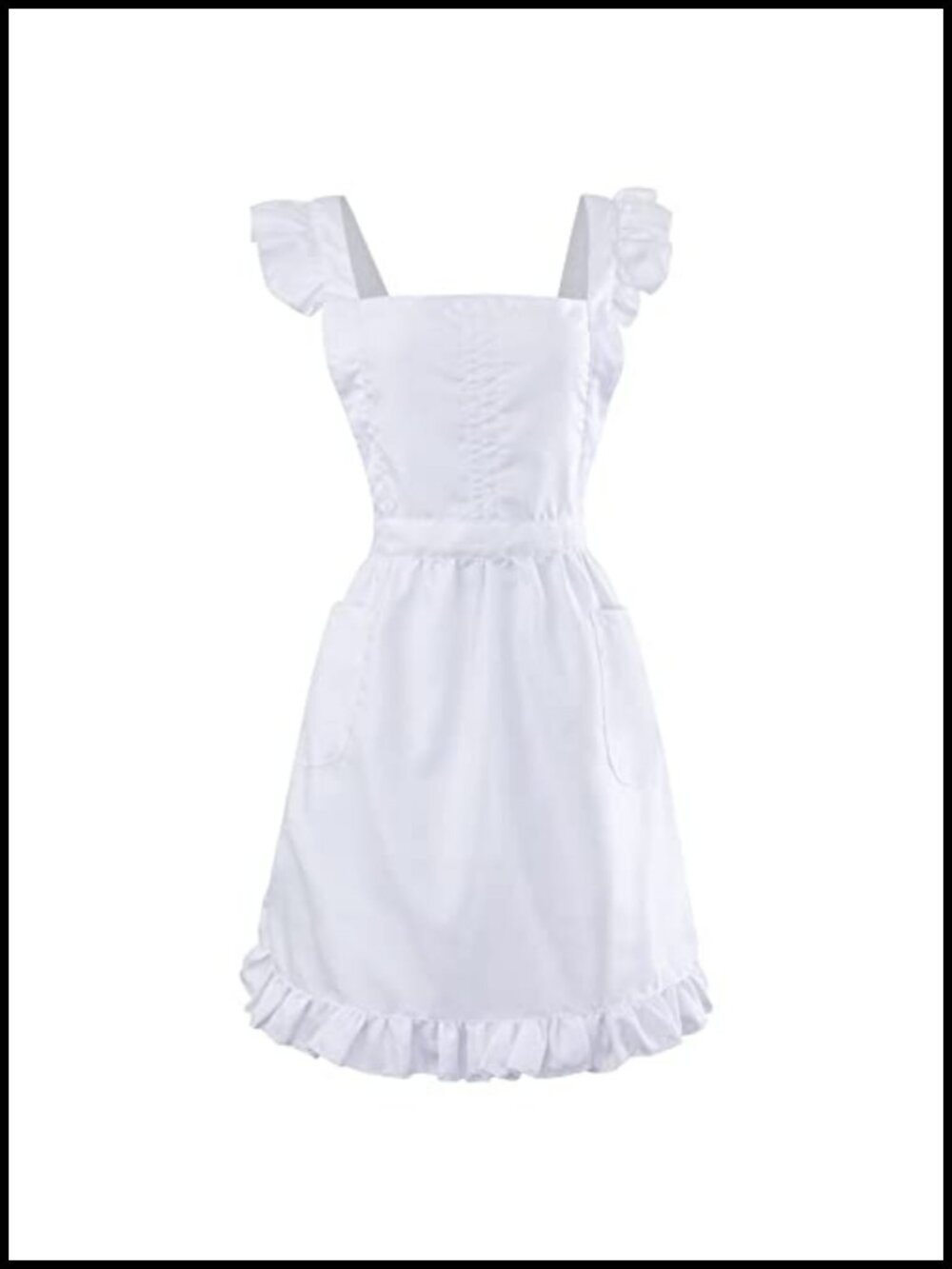 Ruffle Maid Waist Apron with Pockets Long Vintage Cosplay Kitchen